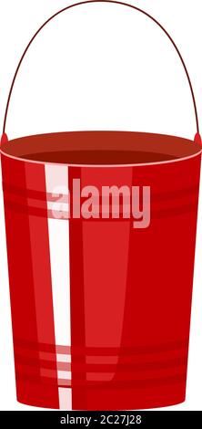 Fire bucket isolated on white background. red metal bucket symbol in flat style. Vector illustration Stock Vector