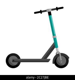 Kick scooter isolated on white background. Push scooter transportation in flat style. Eco transport for kids. Vector illustration Stock Vector