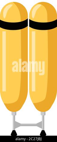 Yellow air cylinder icon isolated on white background. Oxygen tank in flat style. Vector illustration Stock Vector