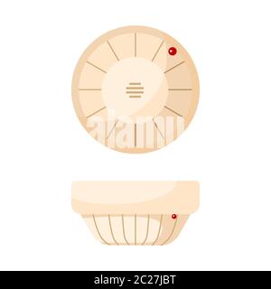 Fire detecting sensor icon isolated on white background. Smoke sensor in flat style. Vector illustration Stock Vector