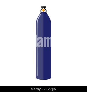 Long gas cylinder isolated on white background. Contemporary canister fuel storage. Purple propane bottle without handle icon container in flat style Stock Vector