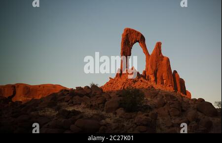 Abstract Rock formation at plateau Ennedi aka window arch in Chad Stock Photo