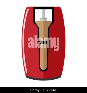 Long gas cylinder isolated on white background. High contemporary canister fuel storage. Red propane bottle with handle icon container in flat style v Stock Vector