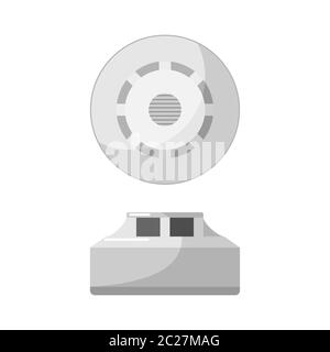 Smoke detecting sensor icon isolated on white background. Fire sensor in flat style. Vector illustration Stock Vector