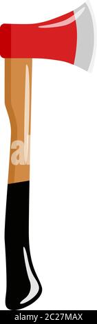 Red axe isolated in flat style. Fireman's axe. Lumberjack symbol. Vector illustration Stock Vector