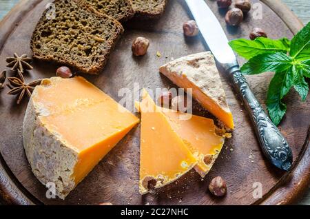 Mimolette with hazelnuts Stock Photo