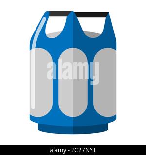 Gas cylinder isolated on white background. Blue propane bottle icon container in flat style. Canister fuel storage vector illustration. Stock Vector