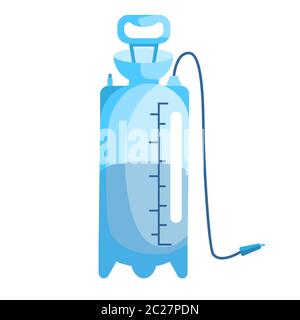 Sprayer blue design for atomizer on background white. Pulverizer in style flat vector icon illustration. Stock Vector