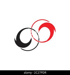 linked circle geometric curves shape circle logo vector Stock Vector