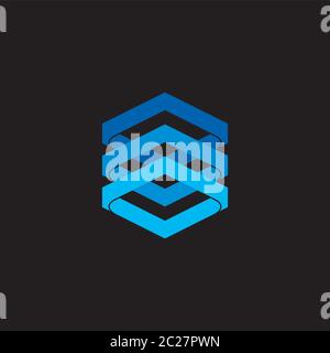 abstract square curves 3d gradient logo vector Stock Vector