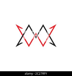 letters mw simple thin line logo vector Stock Vector
