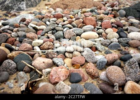 Abstract Smooth Round Pebbles on a Beach Stock Photo