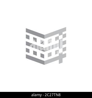 tall building geometric design logo vector Stock Vector