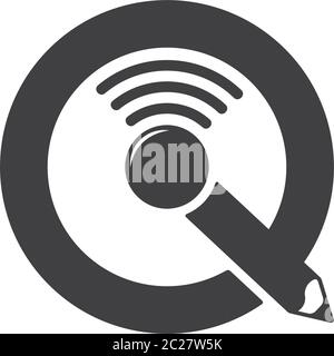 letter iq online signal study symbol logo vector Stock Vector