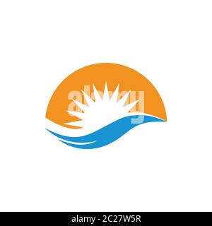 simple geometric sun waves colorful design logo vector Stock Vector