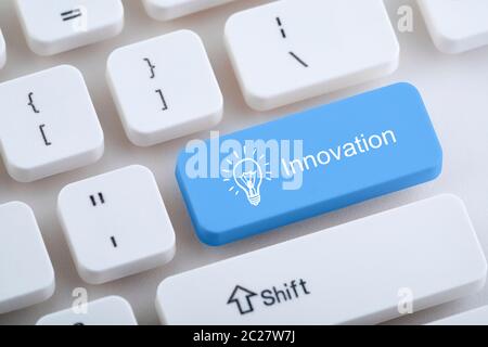Computer keyboard with innovation button Stock Photo