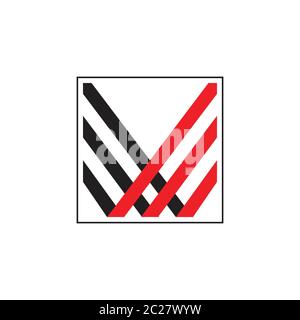 letter w stripes line ribbon logo vector Stock Vector
