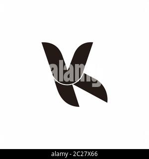 letter vk simple linked curves geometric logo vector Stock Vector