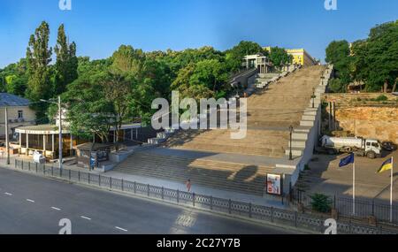Odessa, Ukraine - 06.19.2019. View of Primorsky Boulevard and the Giant Staircase from the Odessa port in Ukraine Stock Photo