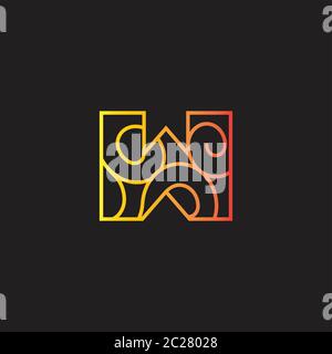letter w curves thin lines art logo vector Stock Vector