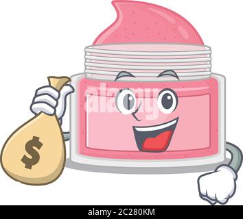 Crazy rich Cartoon picture of body srub having money bags Stock Vector