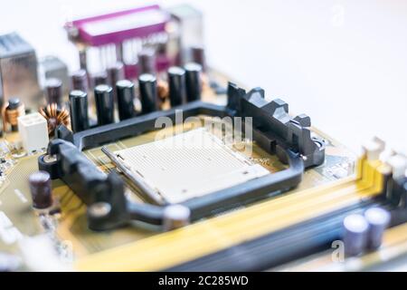 Close up of CPU Socket on mainboard Stock Photo