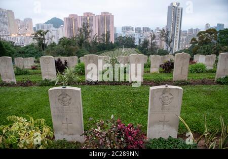 HONG KONG,HONG KONG SAR,CHINA: APRIL 25th 2020.  Sai Wan War Cemetery is a military cemetery located in Chai Wan, Hong Kong which was built in 1946 an Stock Photo