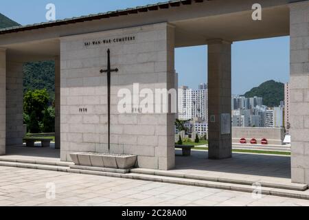 HONG KONG,HONG KONG SAR,CHINA: APRIL 28th 2020.  Sai Wan War Cemetery is a military cemetery located in Chai Wan, Hong Kong which was built in 1946 an Stock Photo