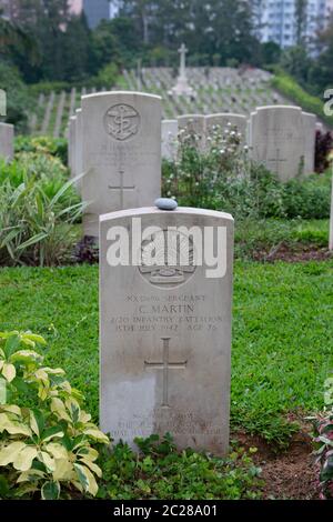 HONG KONG,HONG KONG SAR,CHINA: APRIL 25th 2020.  Sai Wan War Cemetery is a military cemetery located in Chai Wan, Hong Kong which was built in 1946 an Stock Photo