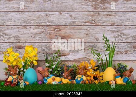 The easter bunny on the green meadow Stock Photo