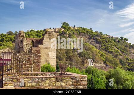 Alcazaba and Gibralfaro fortress in Malaga Stock Photo