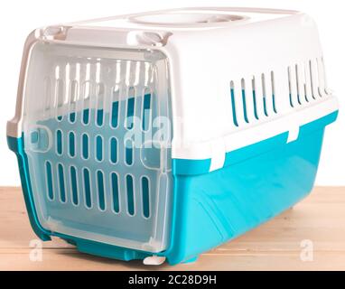 transport box for small animals cat dog on white background Stock Photo