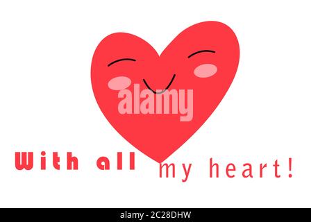 Vector red heart on a white background for the holiday Stock Vector