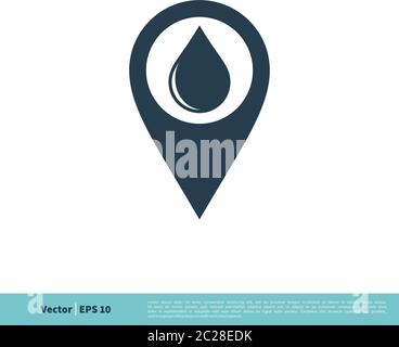 Water Pointer / Pin Icon Vector Logo Template Illustration Design. Vector EPS 10. Stock Vector