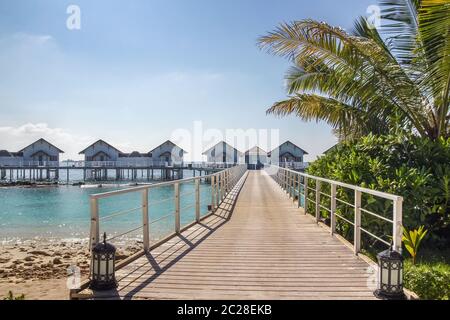 Beach bungalows, Maldives Stock Photo