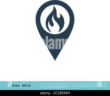 Fire Pointer / Pin Icon Vector Logo Template Illustration Design. Vector EPS 10. Stock Vector