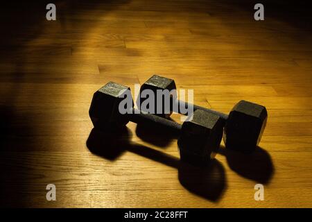 Two 15 Pound Weights Stock Photo