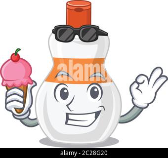 A Caricature design concept of body lotion with cone ice cream Stock Vector