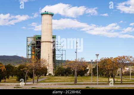 Decommission of the thermal power plant of Cubelles, Barcelona, Spain. Stock Photo