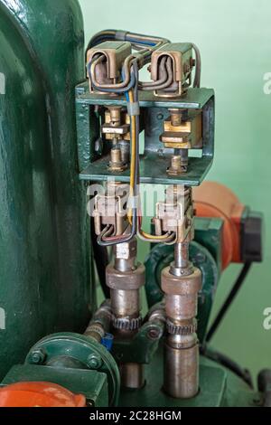 Details of a turbine governor in an old power plant Stock Photo