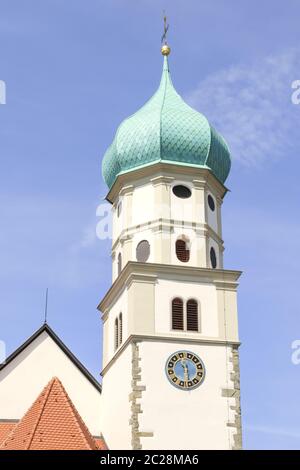 Church tower of St. Georg, Wasserburg, Bodensee Stock Photo