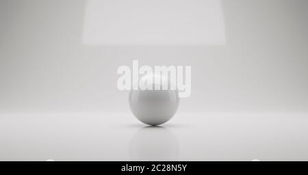 White ball. Minimalistic background with object. Balancing composition from figure. Stock Photo