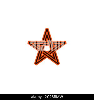 Orange and black five-pointed star. Element of graphic design Stock Vector