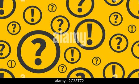 Questions and answers background. Seamless pattern with question and exclamation marks. Education pattern. Vector illustration Stock Vector
