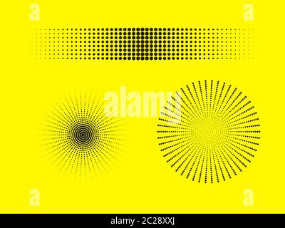 Halfton, set of graphic design elements. Vector illustration Stock Vector