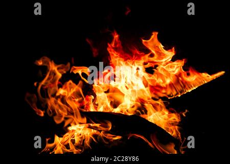 Fire flames isolated on black background Stock Photo