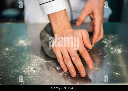 Pasta making process Stock Photo