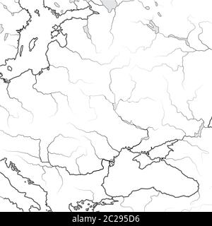 Map of The SLAVIC & BALTIC Lands: Ukraïne, Lithuania, Poland, Czechia, Croatia, Romania, Hungary. Geographic chart. Stock Photo