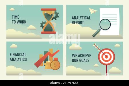 Set of flat design web page templates of finance, business success, investment, big target . Stock Vector