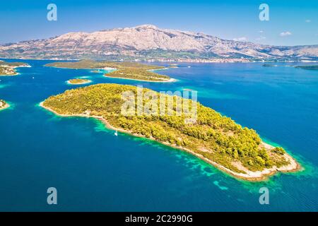 Aerial view of Vrnik island in Korcula archipelago, southern Dalmatia region of Croatia Stock Photo